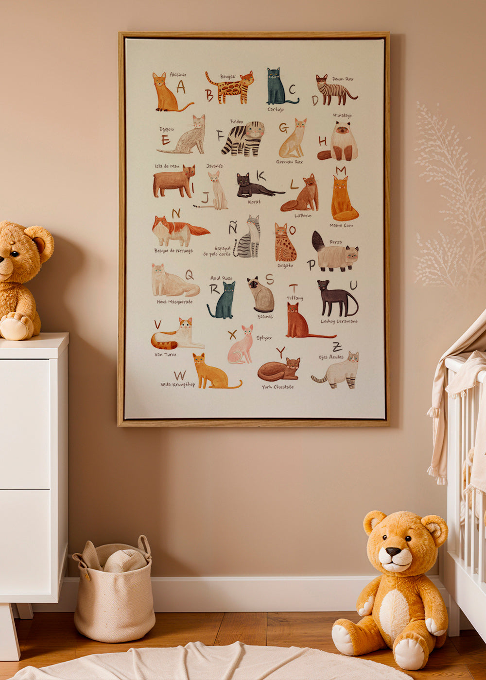 Stampa per bambini Alfabeto di gatti illustrato