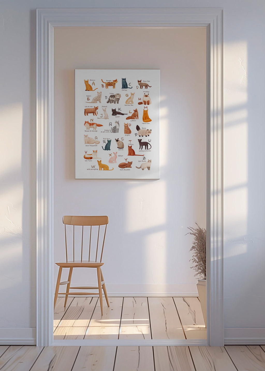 Stampa per bambini Alfabeto di gatti illustrato