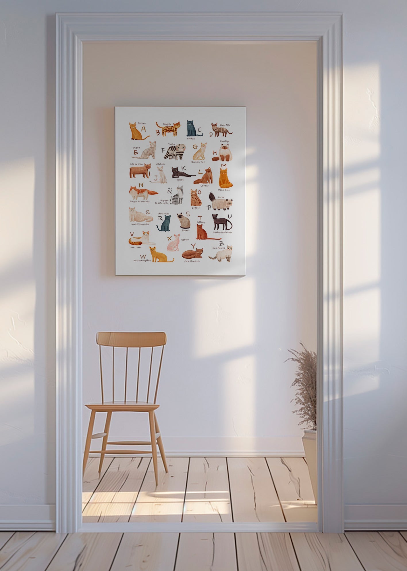 Stampa per bambini Alfabeto di gatti illustrato