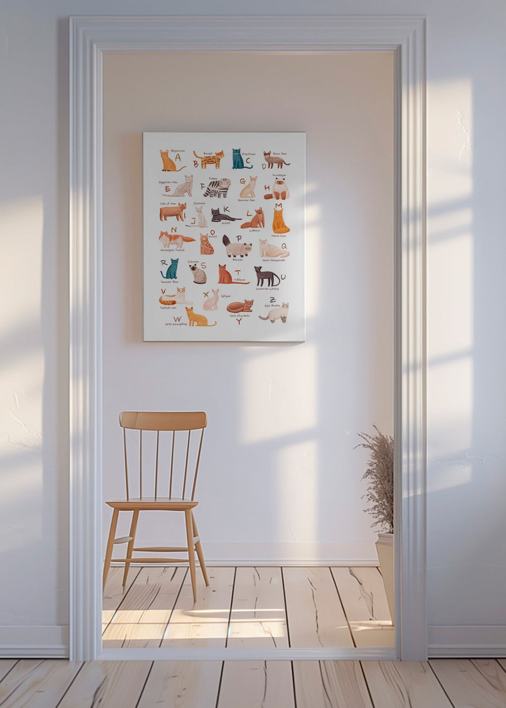 Stampa per bambini: alfabeto dei gatti illustrato