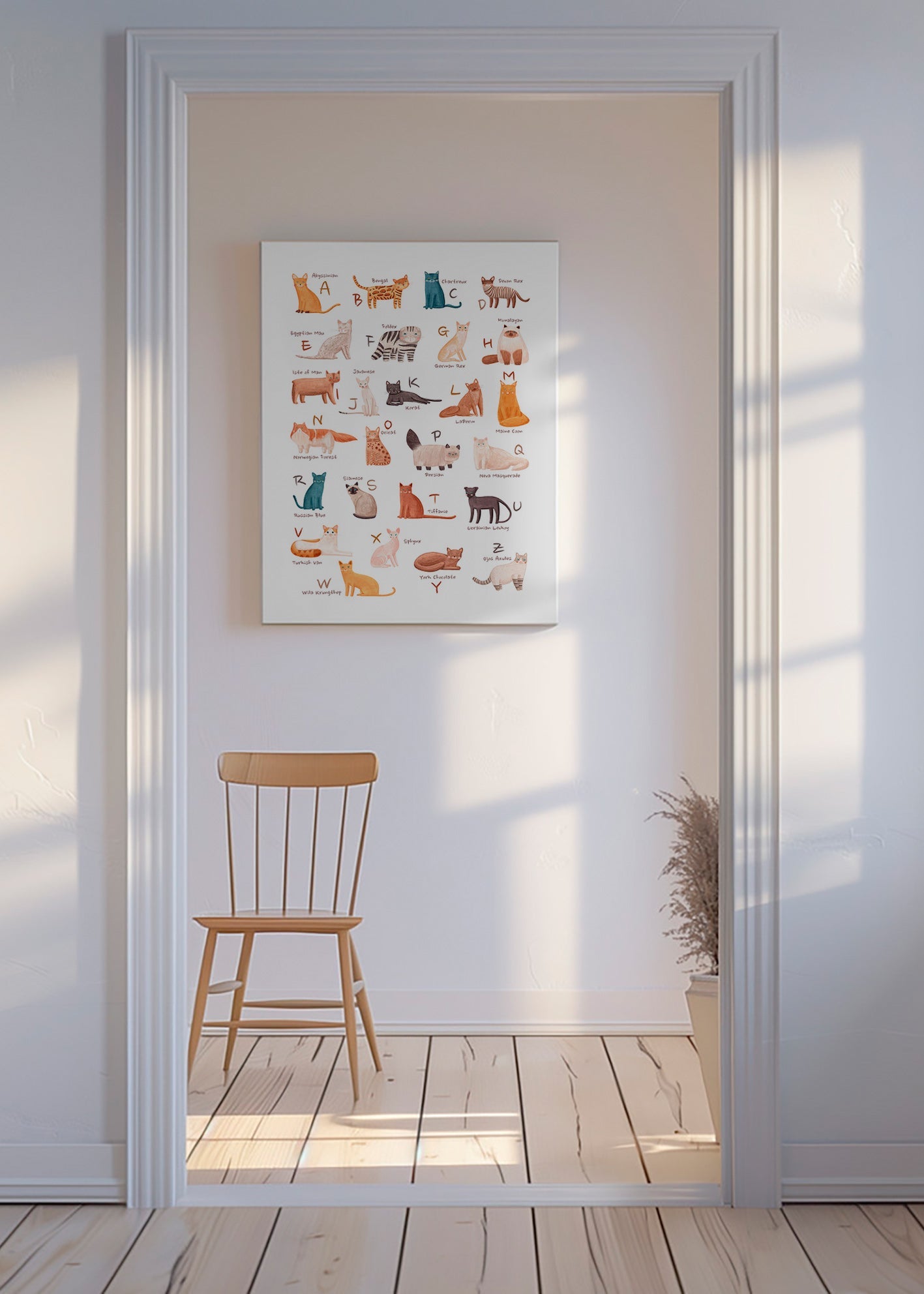 Stampa per bambini: alfabeto dei gatti illustrato