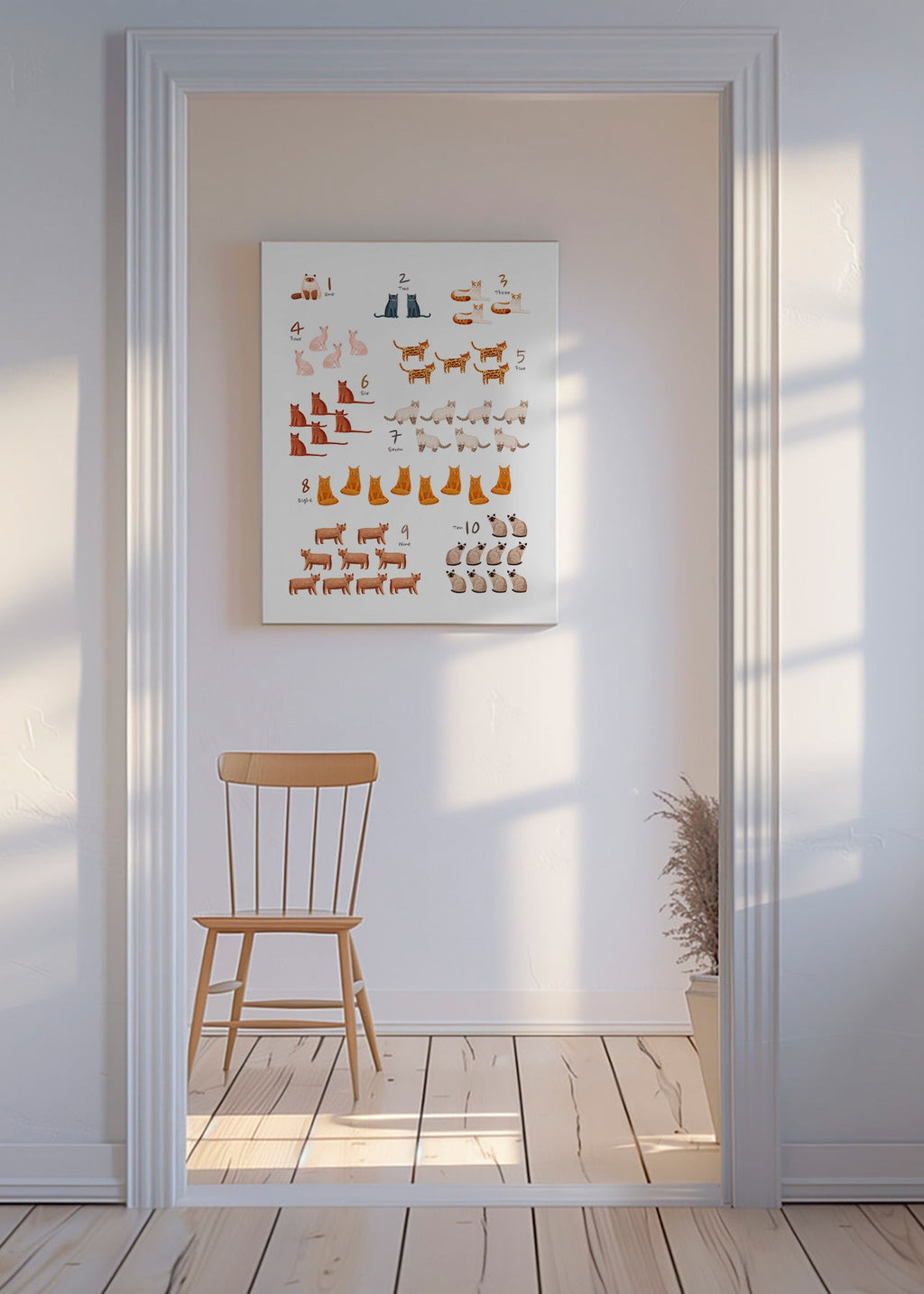 Stampa per bambini numeri con gatti illustrati