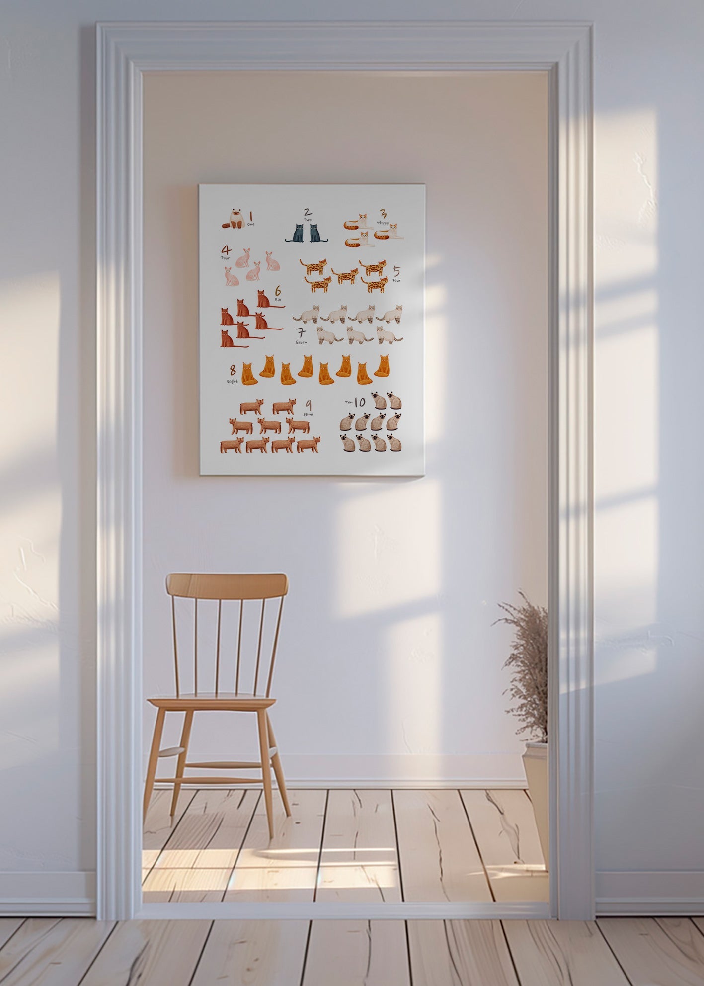 Stampa per bambini numeri con gatti illustrati