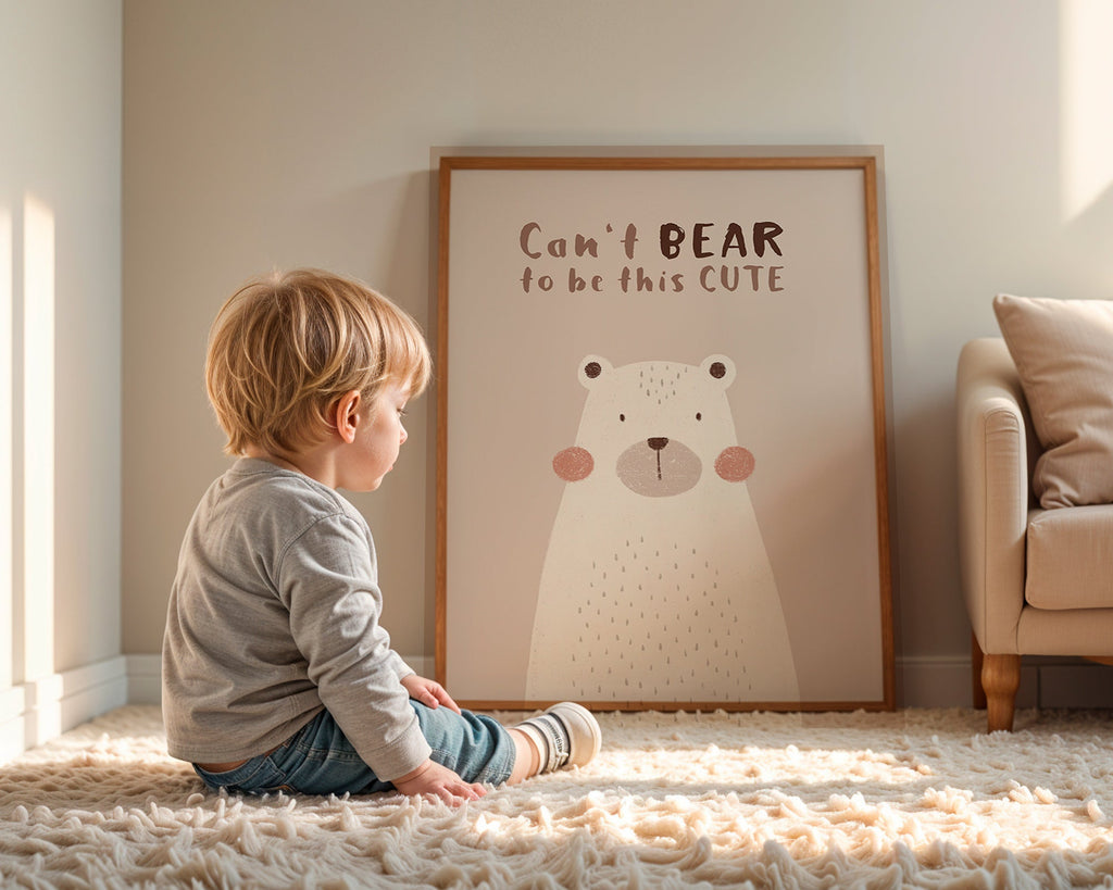 Stampa per bambini: orso beige carino