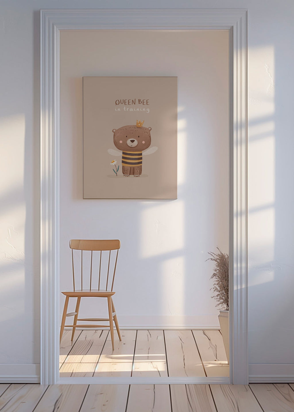 Stampa per bambini orso vestito da regina ape
