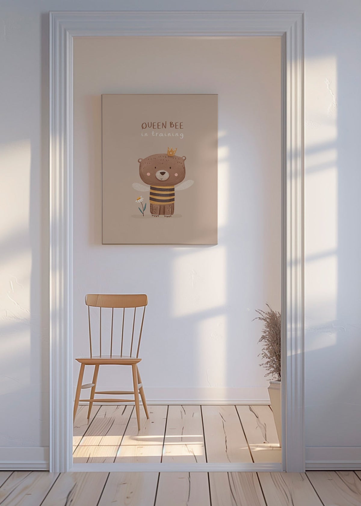 Stampa per bambini orso vestito da regina ape