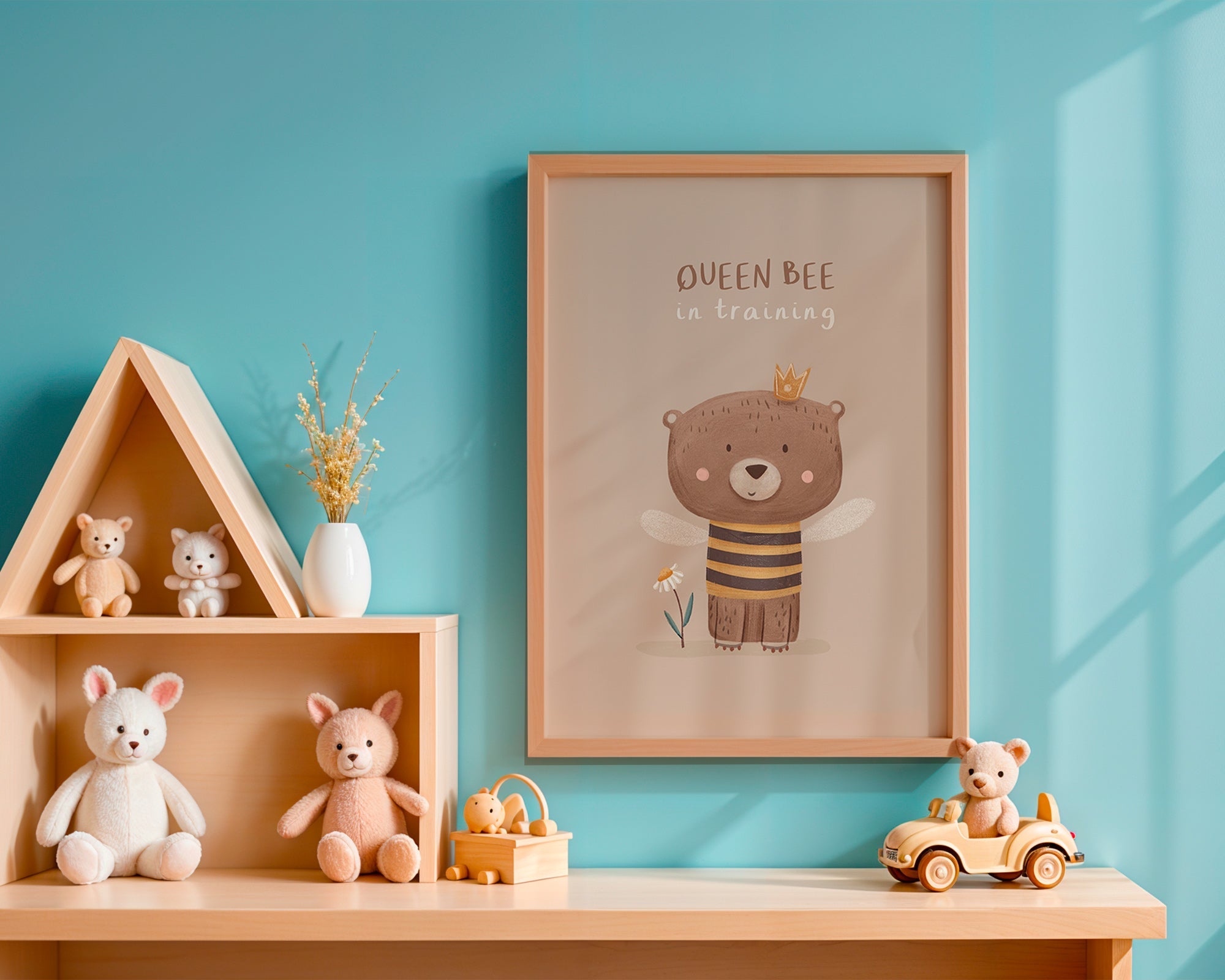 Stampa per bambini orso vestito da regina ape