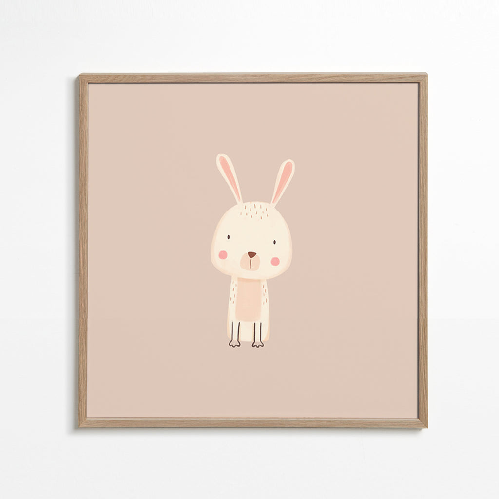 Stampa per bambini con coniglio minimal sfondo beige