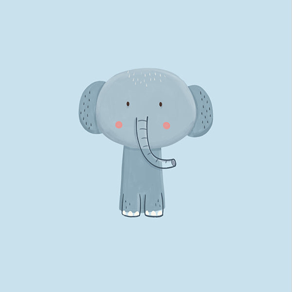 Stampa per bambini con elefante azzurro