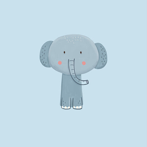 Stampa per bambini con elefante azzurro