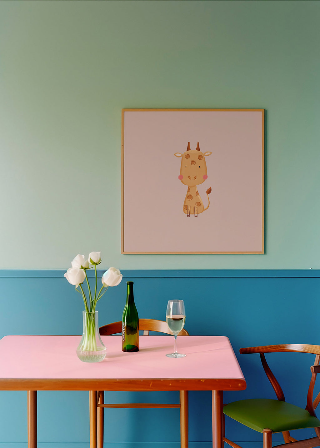 Stampa per bambini con giraffa minimal