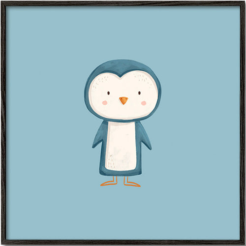 Opera pinguino illustrata su sfondo blu