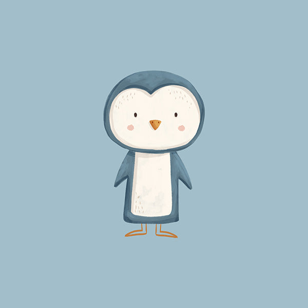Opera pinguino illustrata su sfondo blu