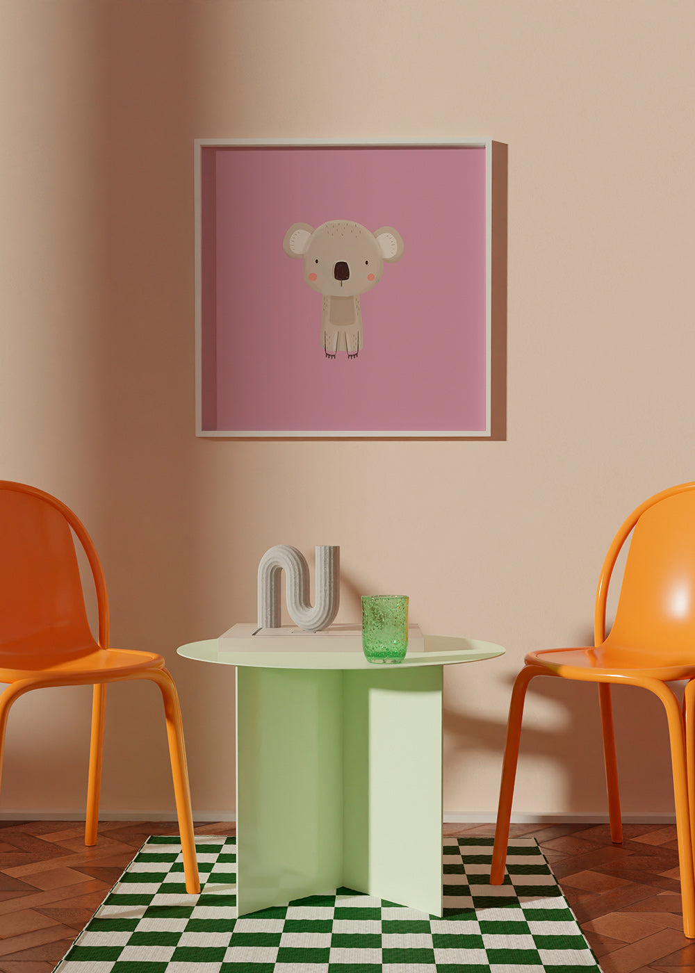 Stampa per bambini: koala rosa minimal