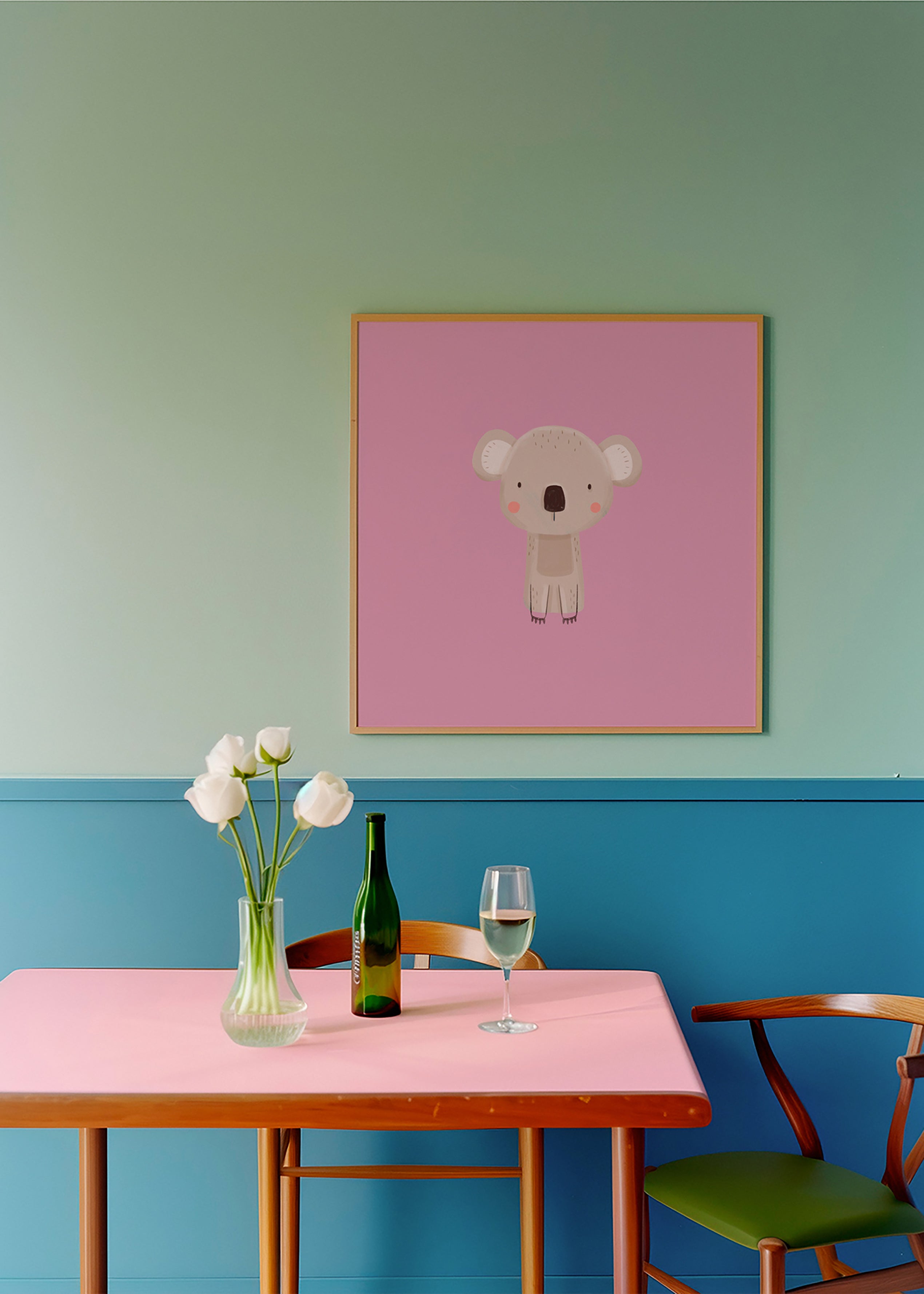 Stampa per bambini: koala rosa minimal