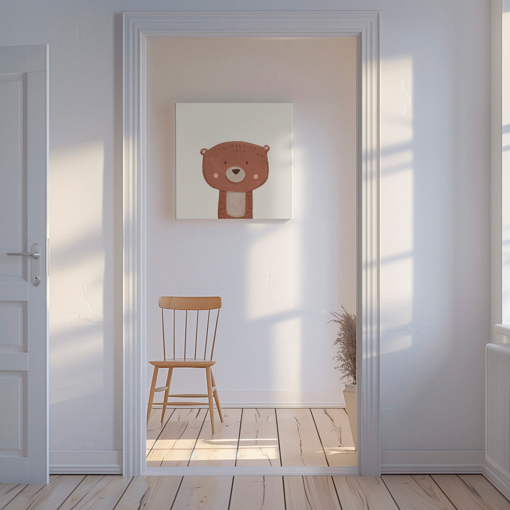 Stampa per bambini orso dolce su sfondo crema