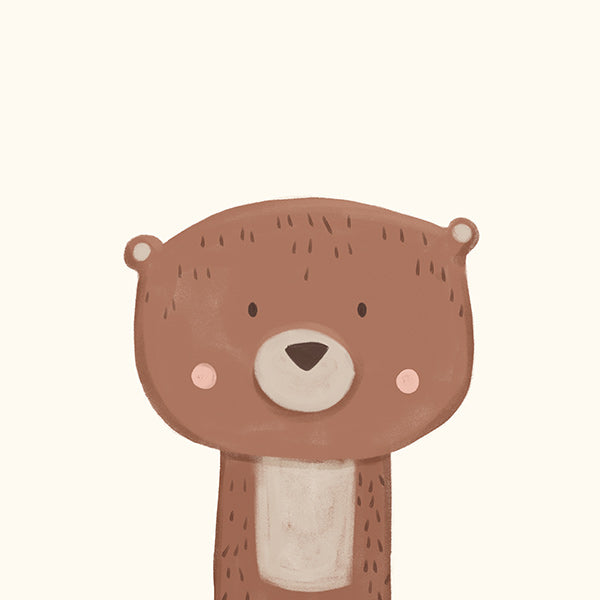 Stampa per bambini orso dolce su sfondo crema