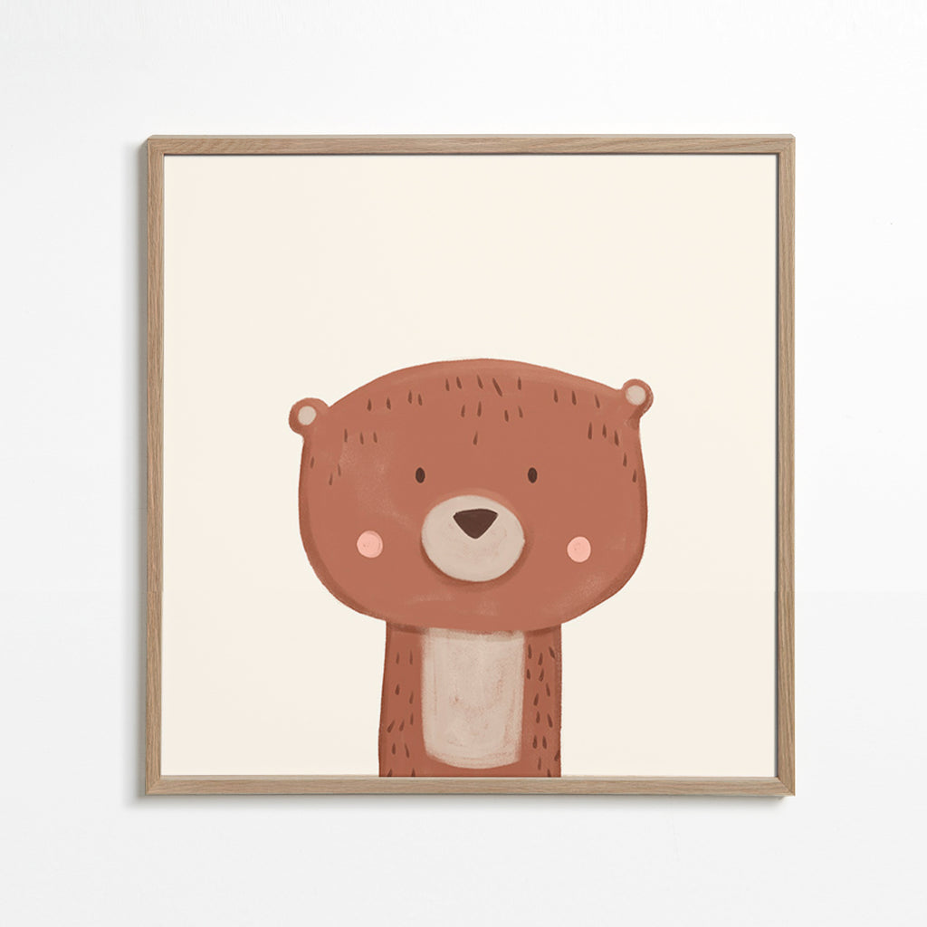 Stampa per bambini orso dolce su sfondo crema