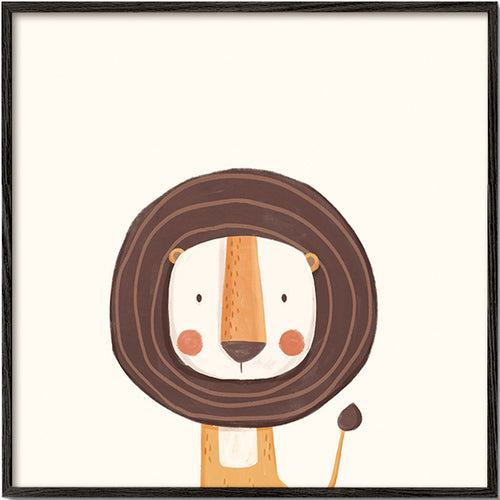 Stampa per bambini: leone sorridente in stile minimal