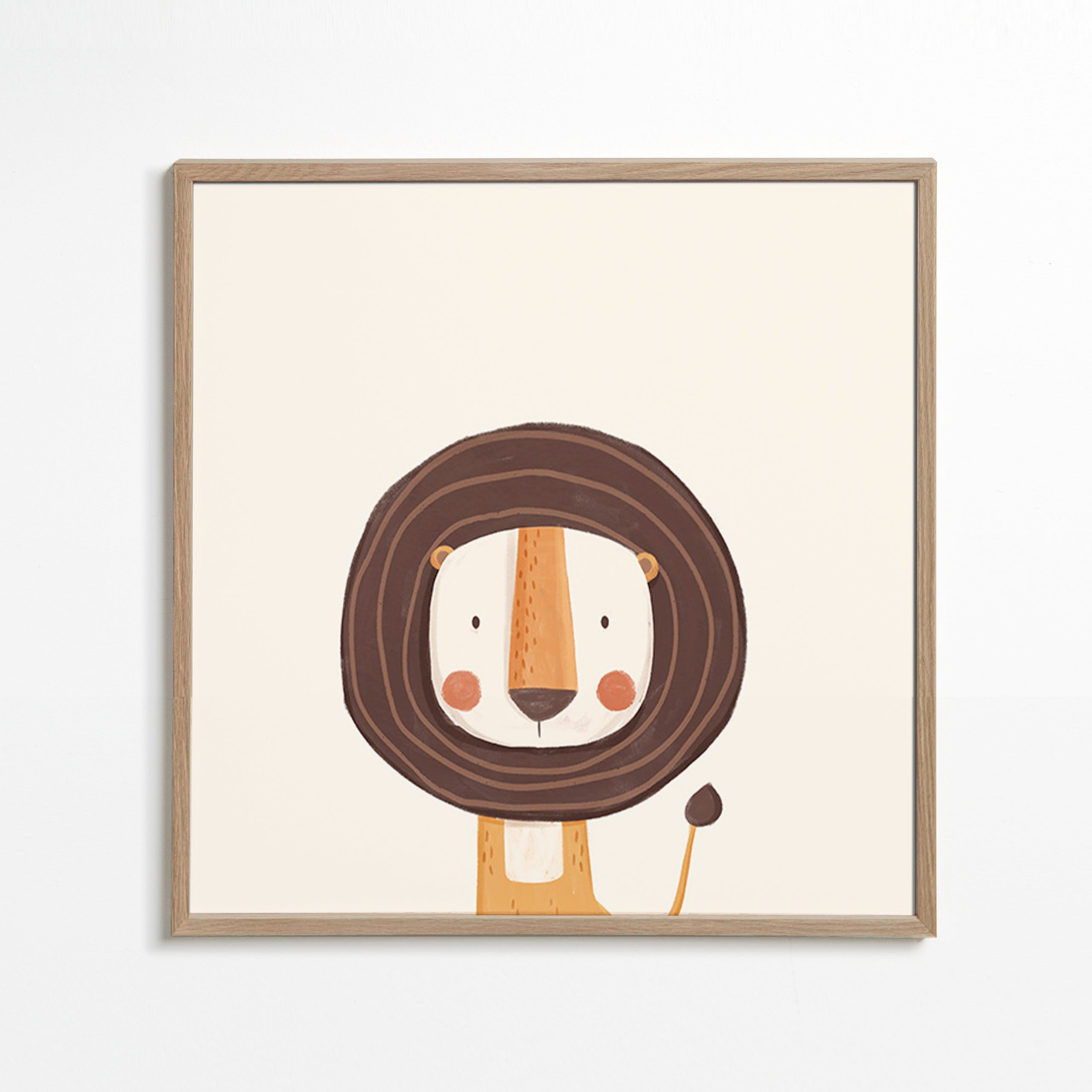 Stampa per bambini: leone sorridente in stile minimal