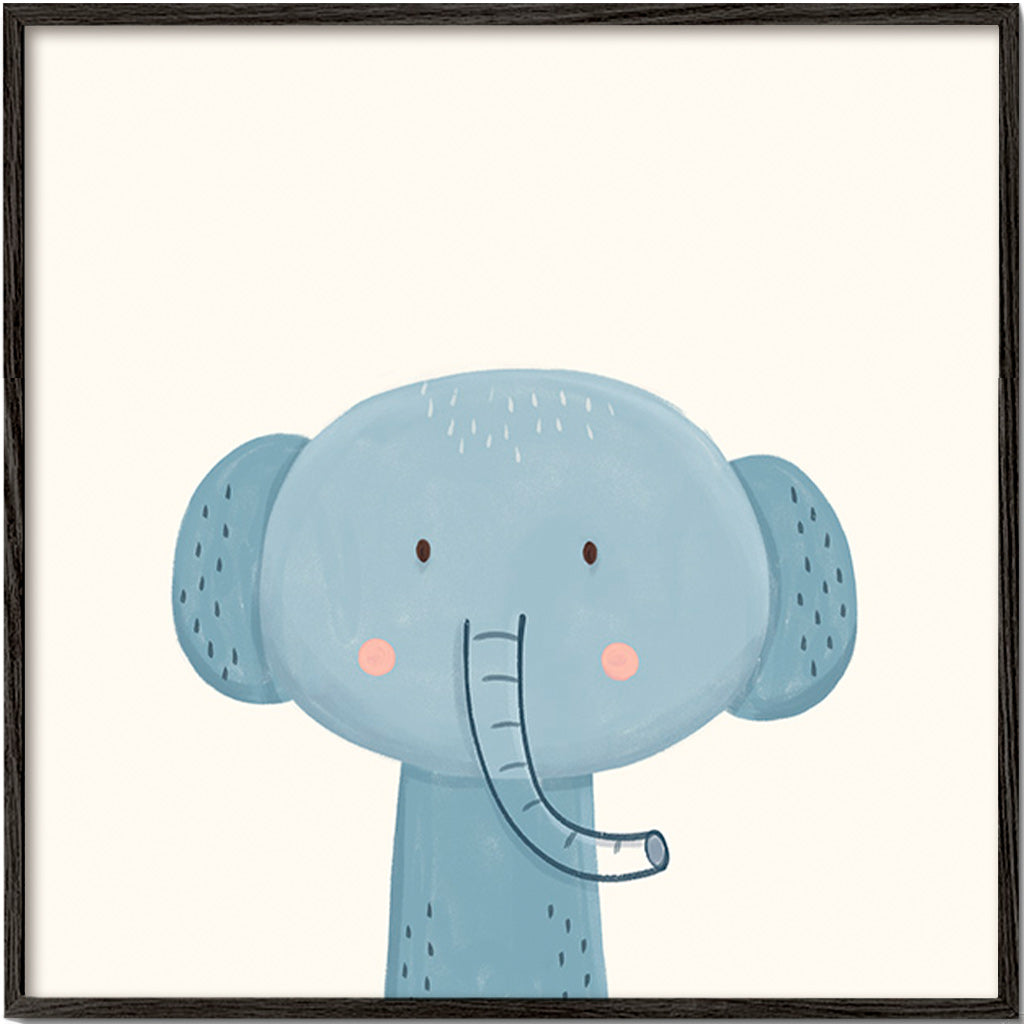 Stampa per bambini elefante blu morbido