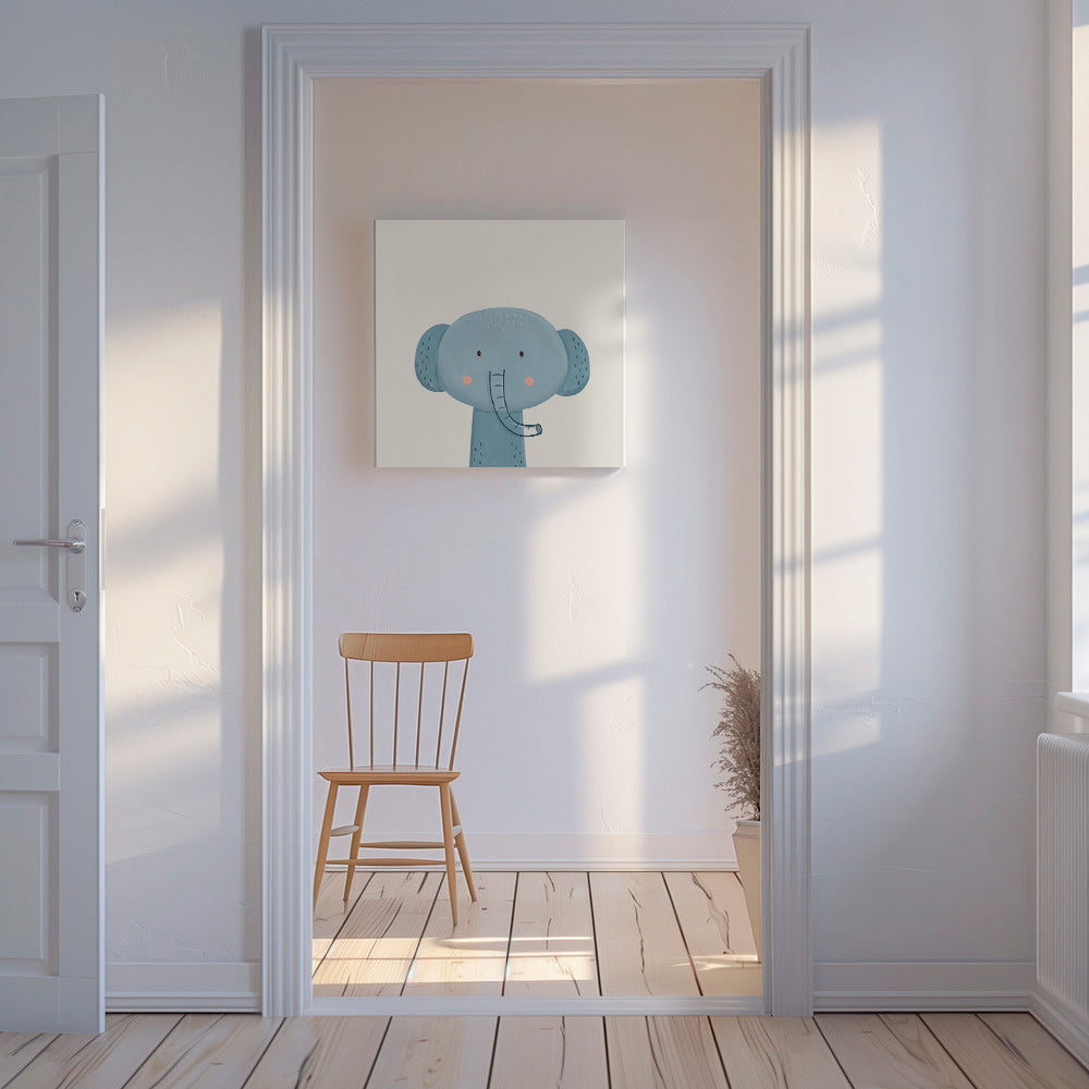 Stampa per bambini elefante blu morbido