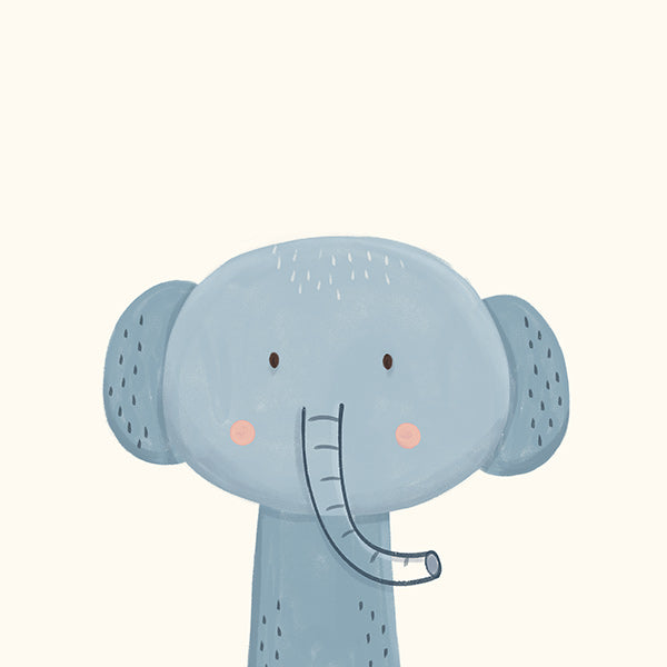 Stampa per bambini elefante blu morbido
