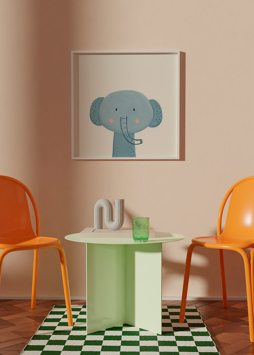 Stampa per bambini elefante blu morbido