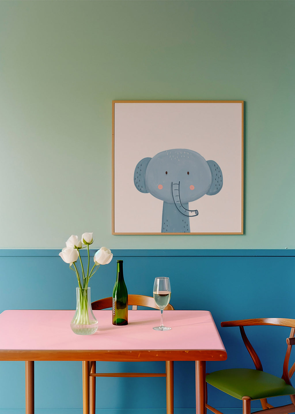 Stampa per bambini elefante blu morbido