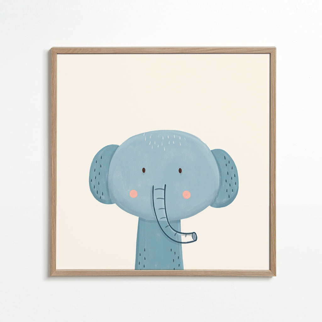 Stampa per bambini elefante blu morbido