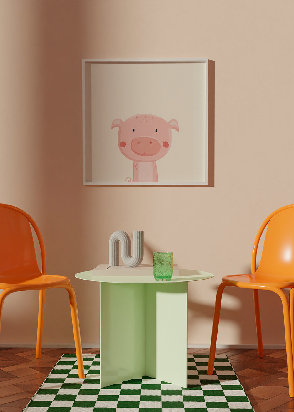 Stampa per bambini con maialino rosa
