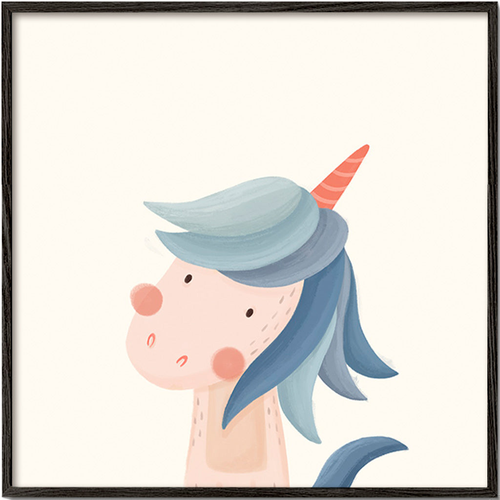 Stampa per bambini unicorno blu carino