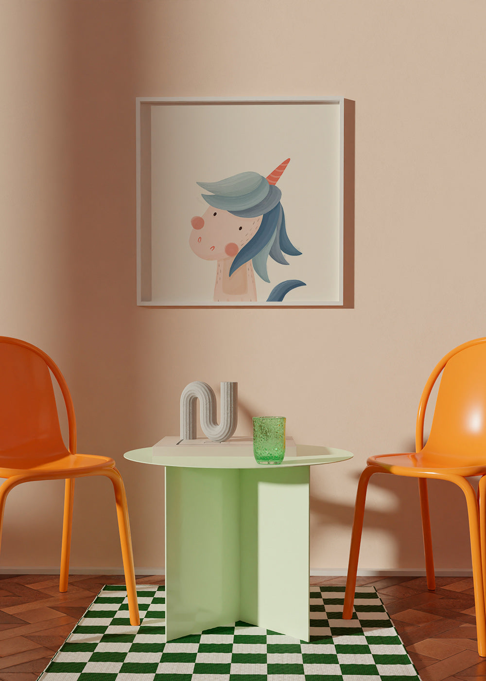 Stampa per bambini unicorno blu carino