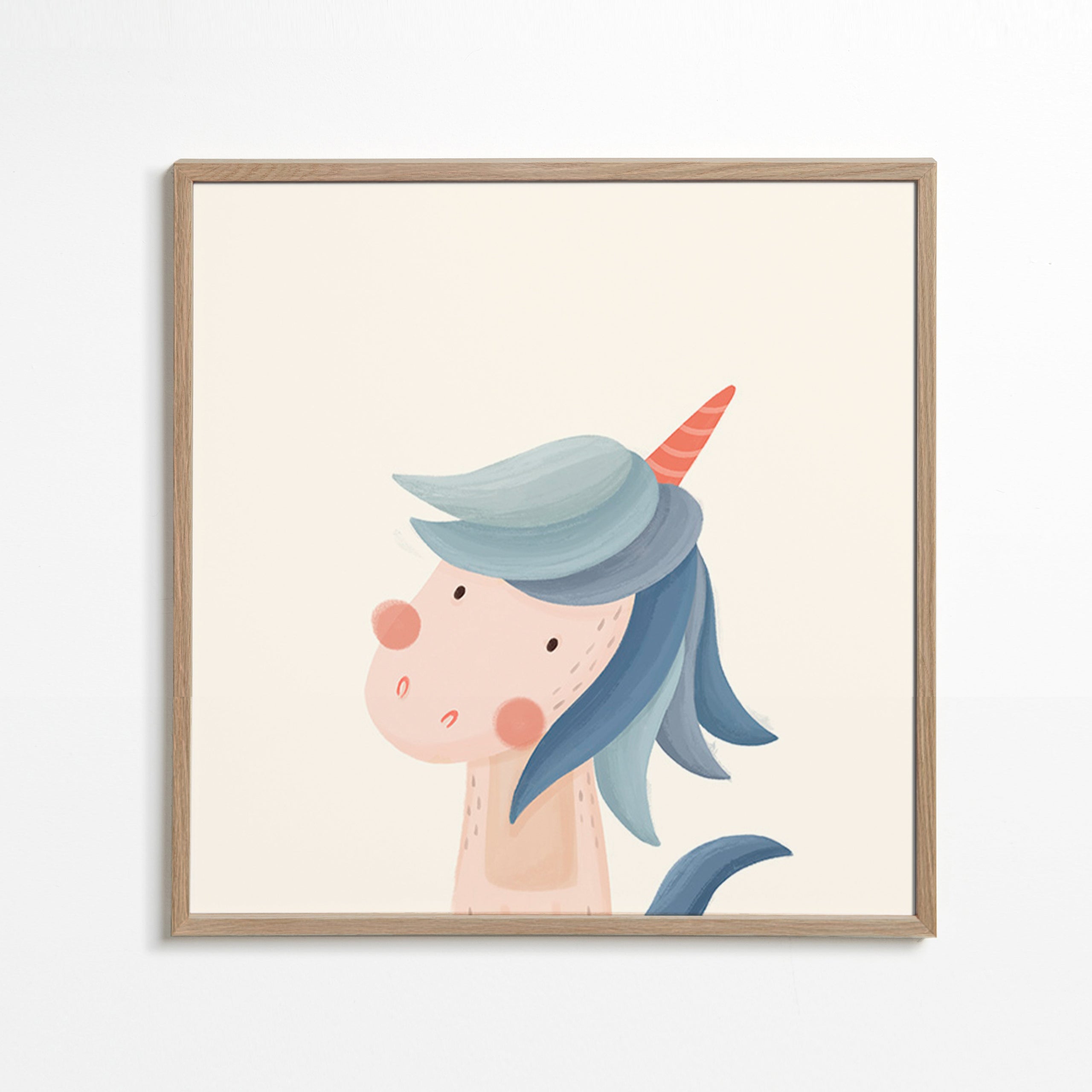 Stampa per bambini unicorno blu carino