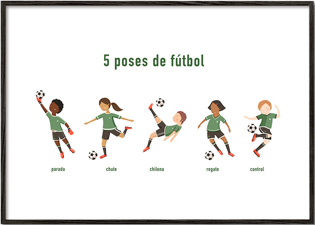 Arte sportiva con 5 pose di calcio