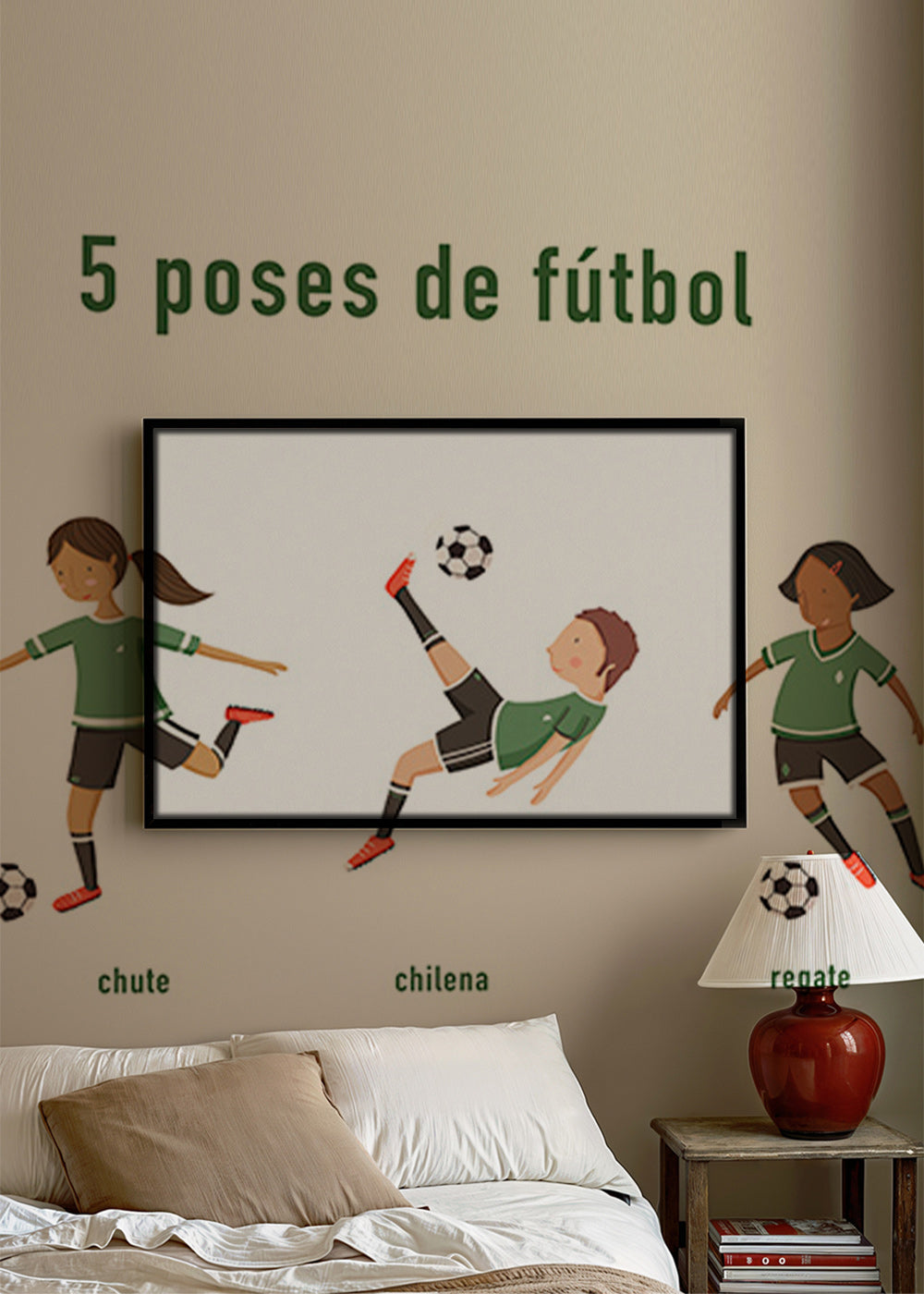 Arte sportiva con 5 pose di calcio