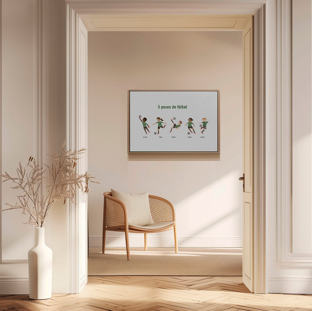 Arte sportiva con 5 pose di calcio