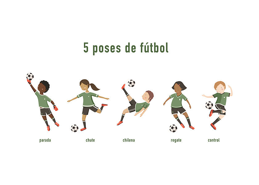 Arte sportiva con 5 pose di calcio