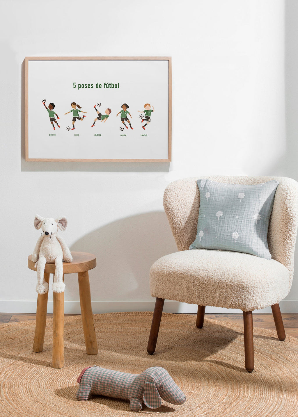 Arte sportiva con 5 pose di calcio