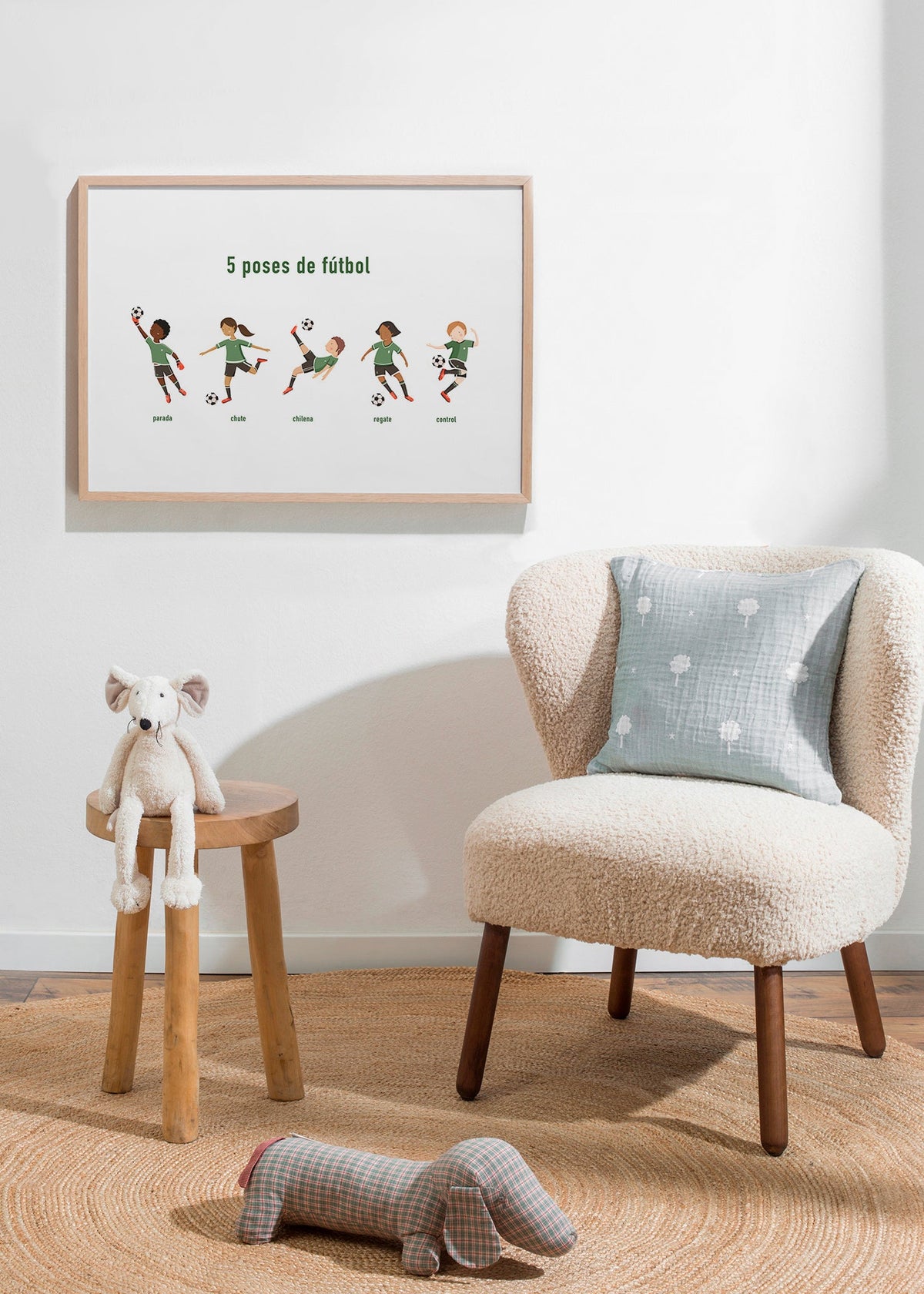 Arte sportiva con 5 pose di calcio