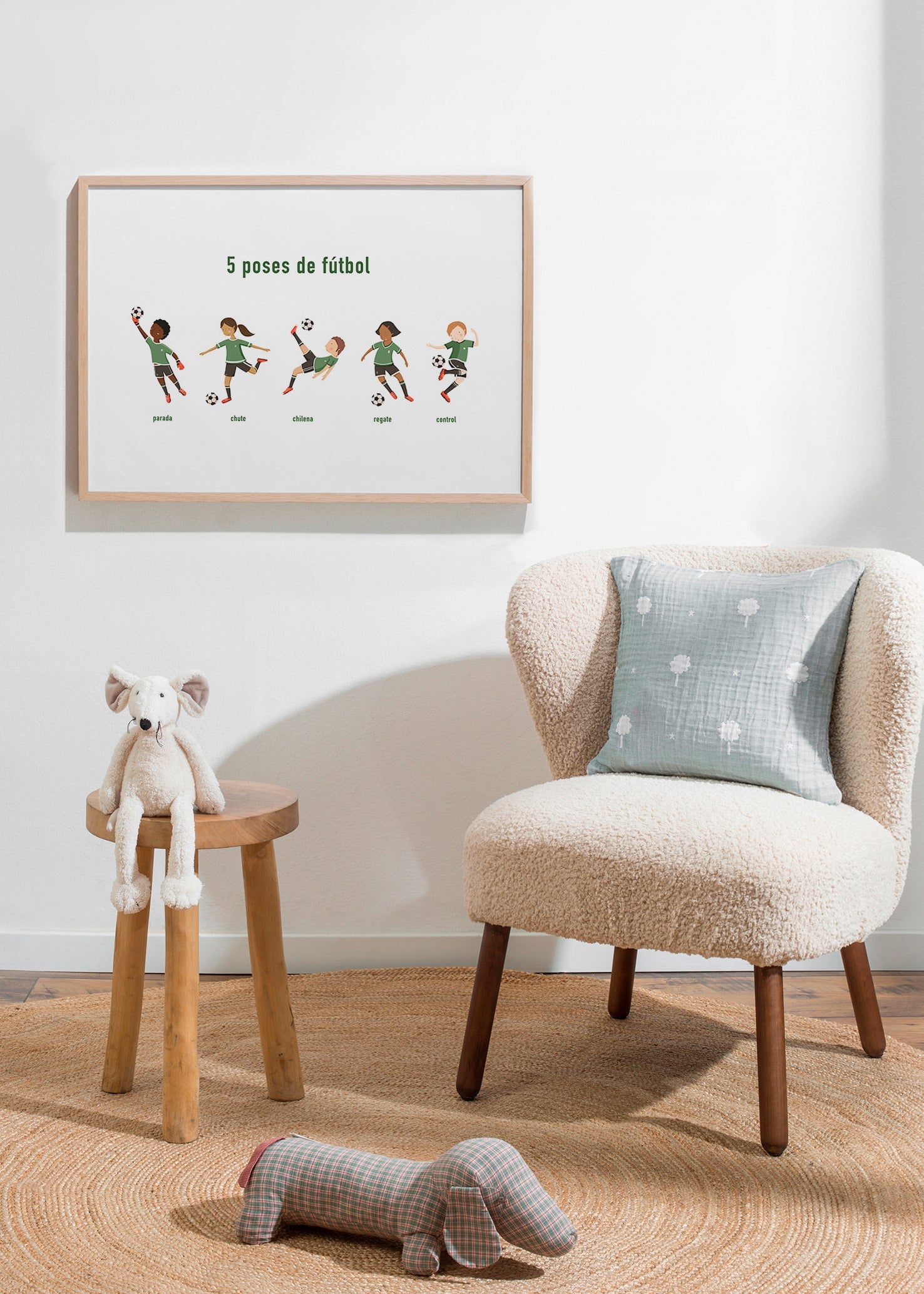 Arte sportiva con 5 pose di calcio
