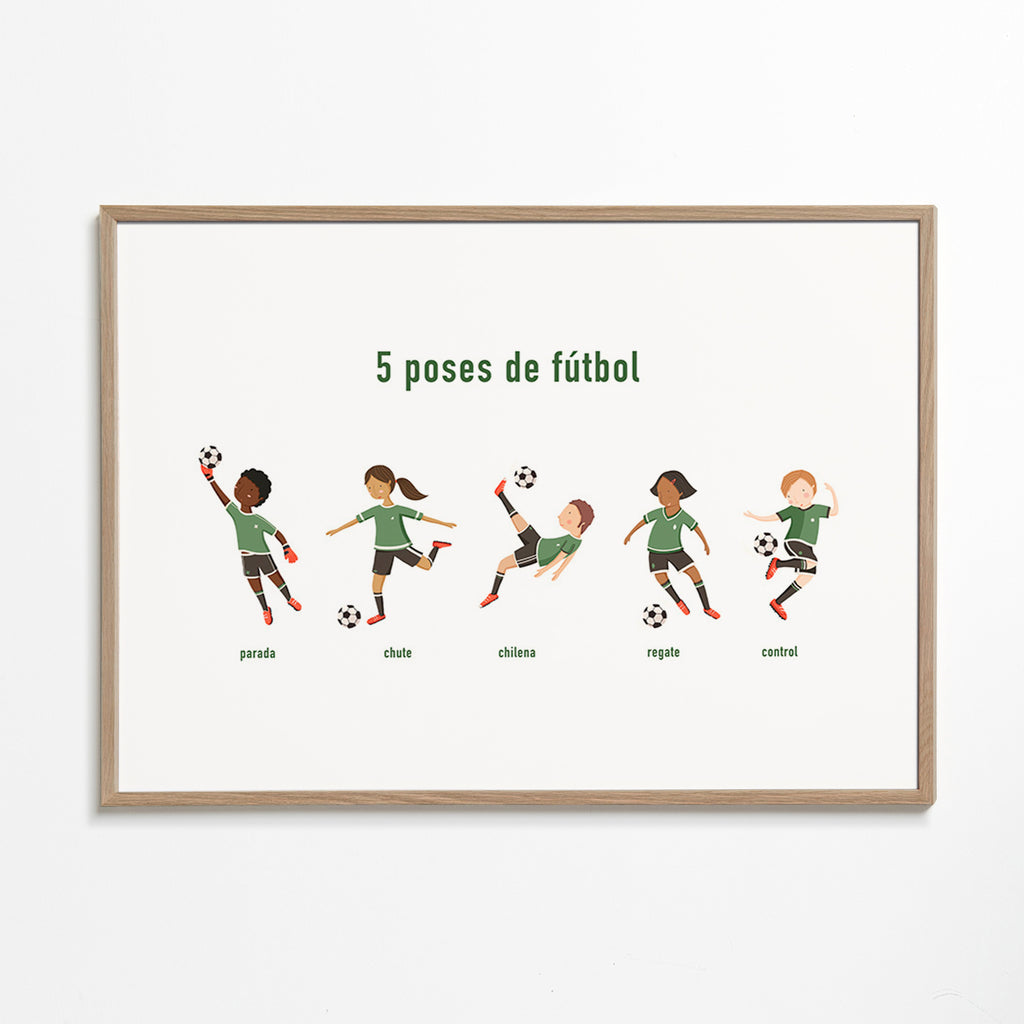 Arte sportiva con 5 pose di calcio