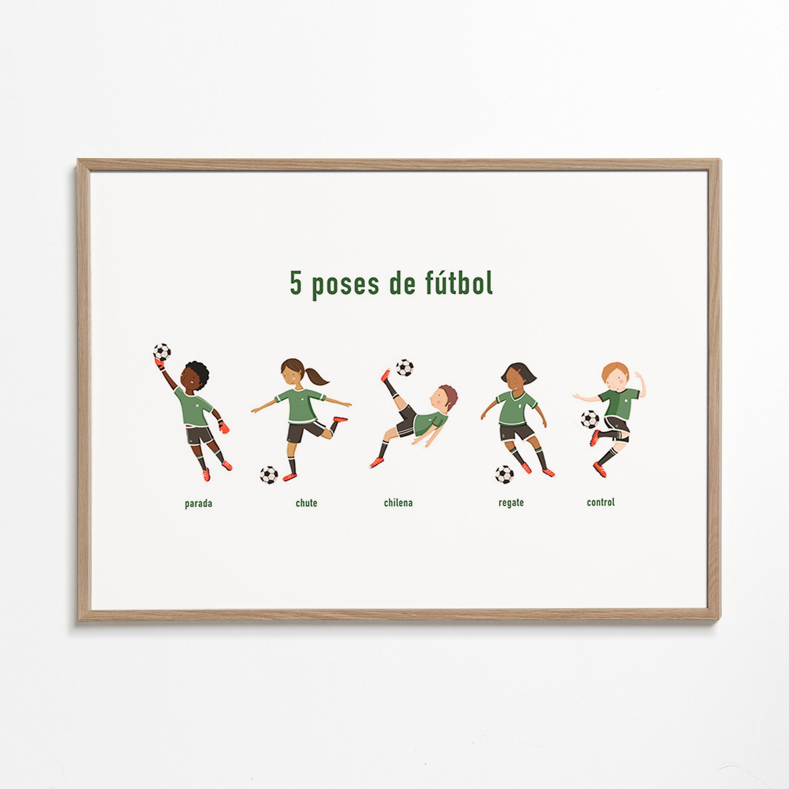 Arte sportiva con 5 pose di calcio