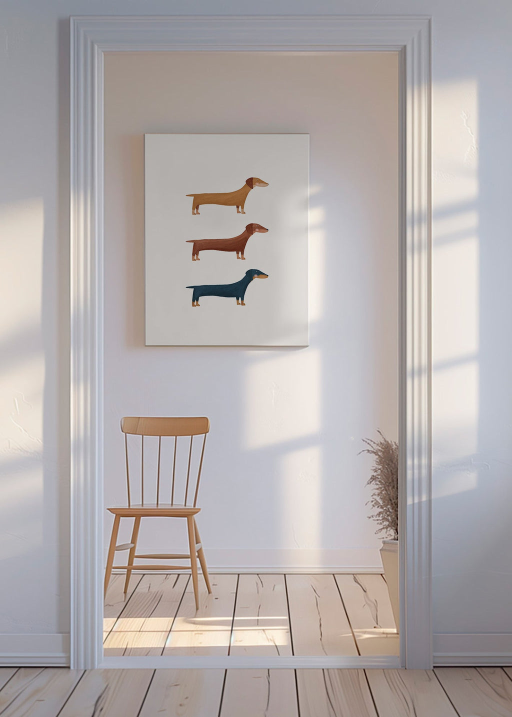 Quadro di bassotti minimalista