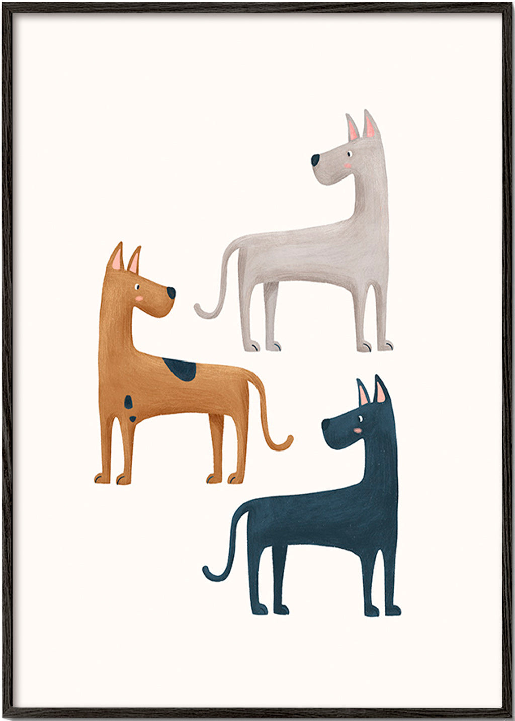 Quadro con tre cani illustrati