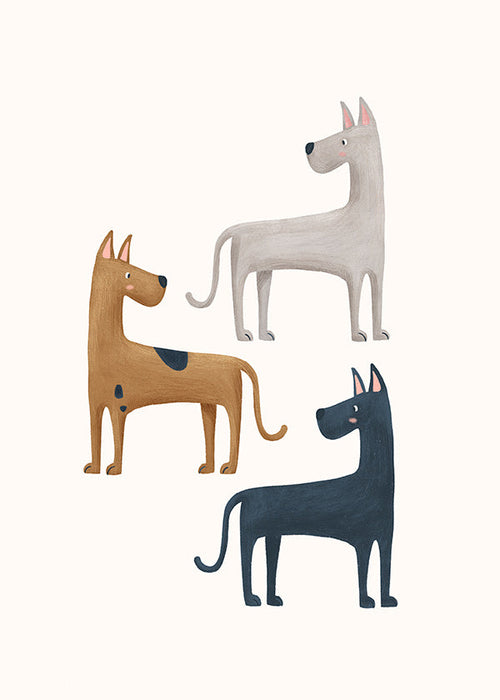 Quadro con tre cani illustrati