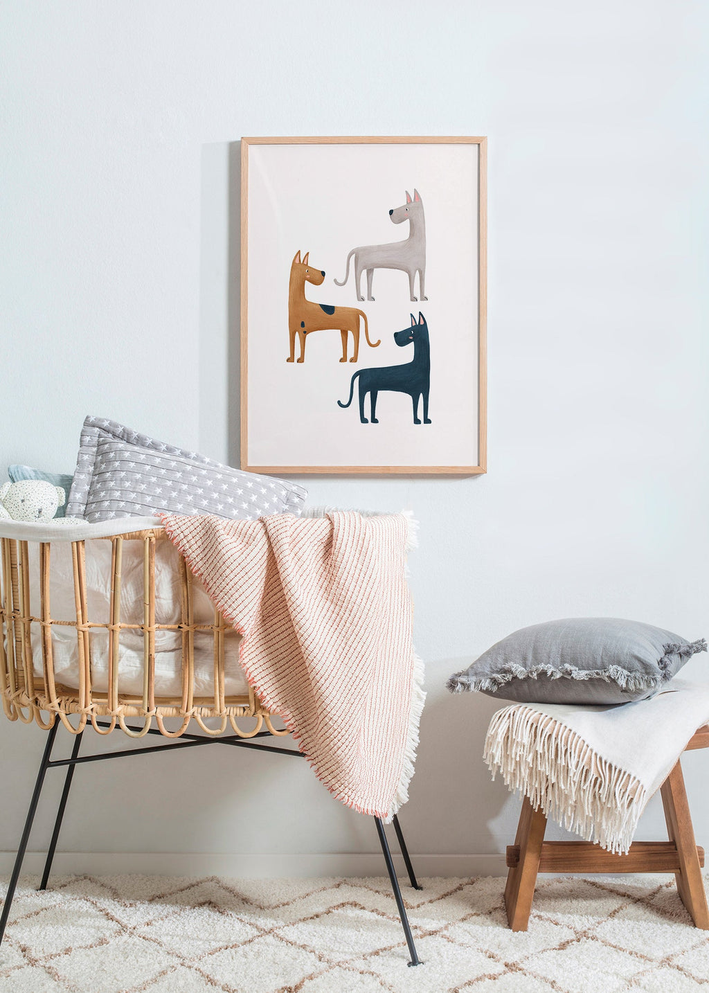 Quadro con tre cani illustrati