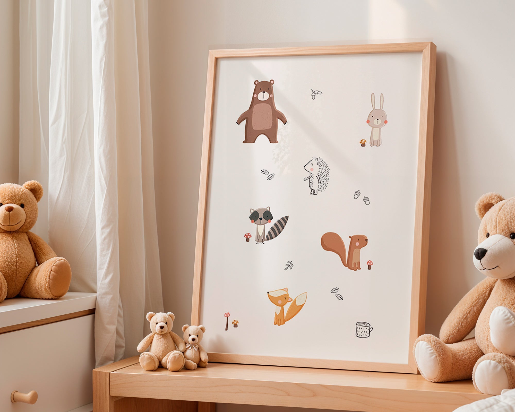Stampa per bambini: amici del bosco in pastelli
