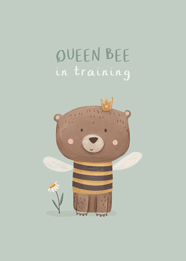 Stampa per bambini Orso 'Queen Bee' con corona