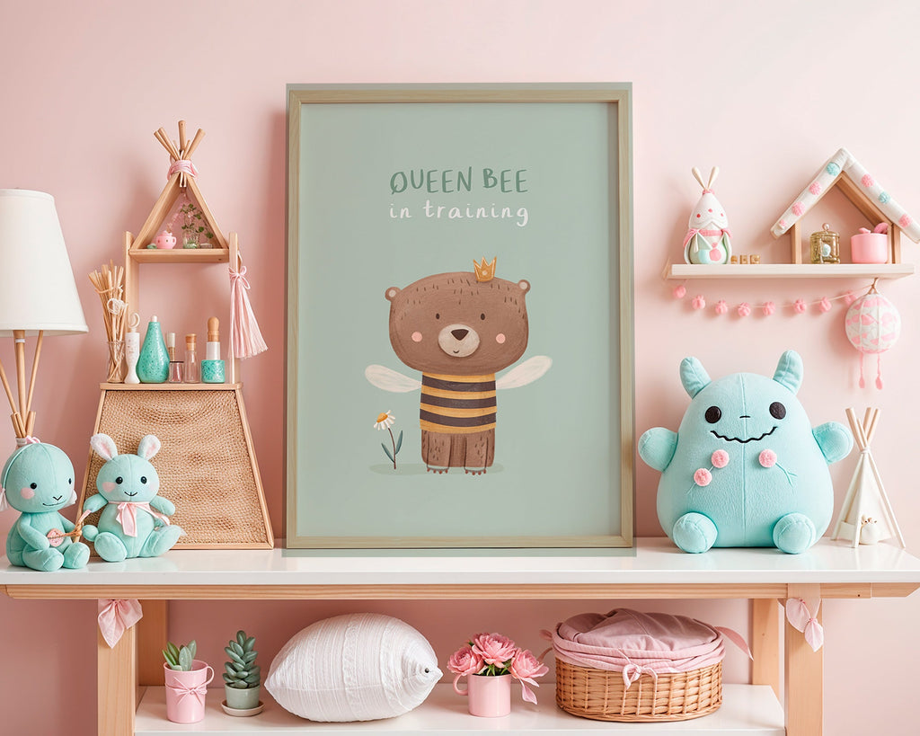 Stampa per bambini Orso 'Queen Bee' con corona